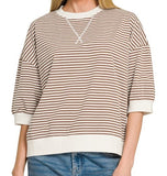 Striped Rib Banded Pullover
