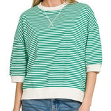 Striped Rib Banded Pullover