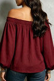 Womens Off Shoulder Lantern Sleeve Pullover Top