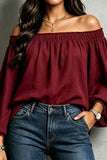 Womens Off Shoulder Lantern Sleeve Pullover Top