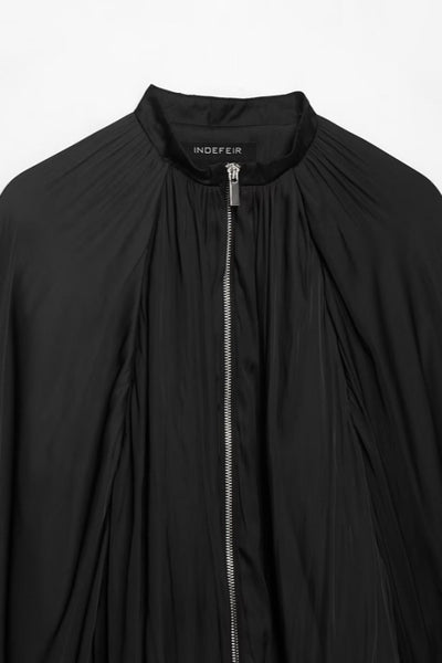 Pleated Batwing Bomber Jacket