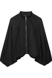 Pleated Batwing Bomber Jacket