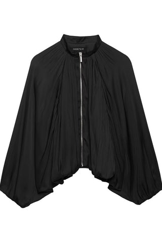 Pleated Batwing Bomber Jacket