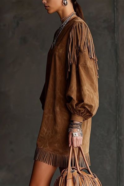 Boho Tassel Mini Dress