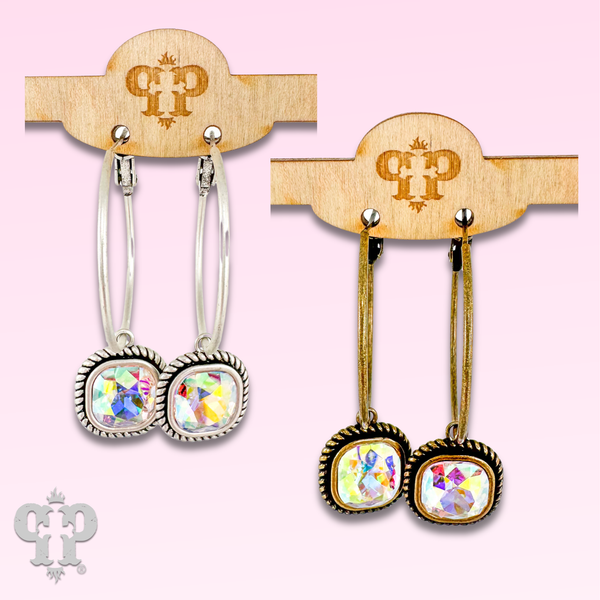 Rope edge crystal earring by Pink Panache