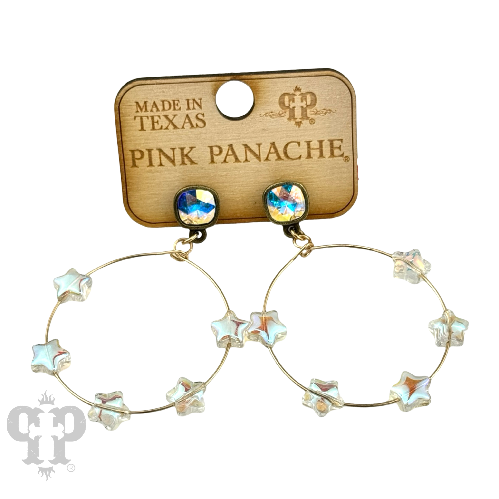 Star circle earring, Austrian crystal