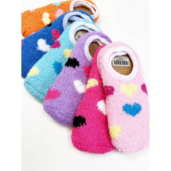 Heart Printed Soft Fuzzy Winter Slip On Socks