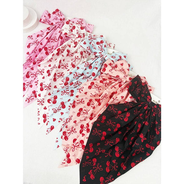 Cherry Bow Print Hair Clips