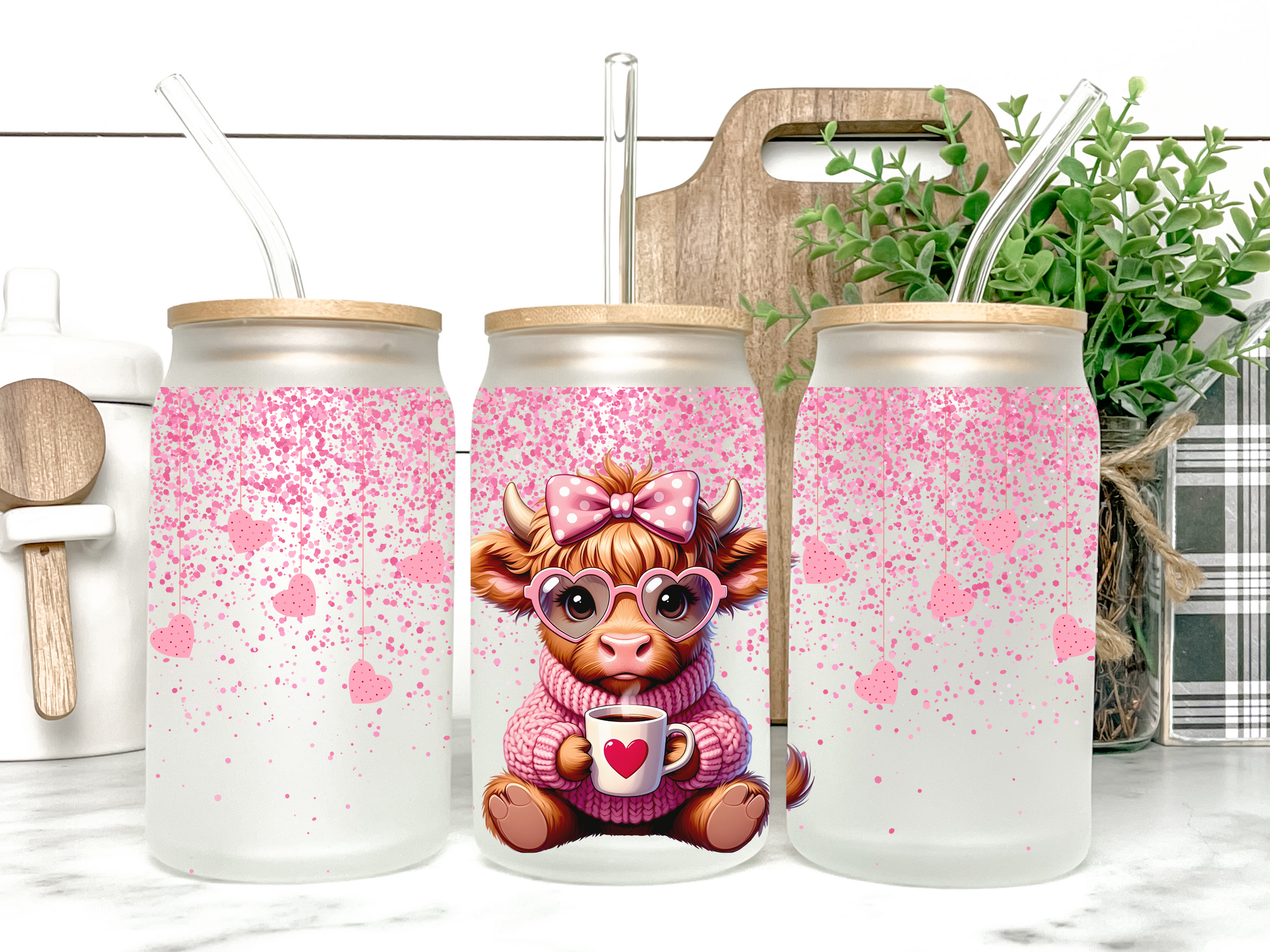 Valentines Day Highland Cow Tumbler
