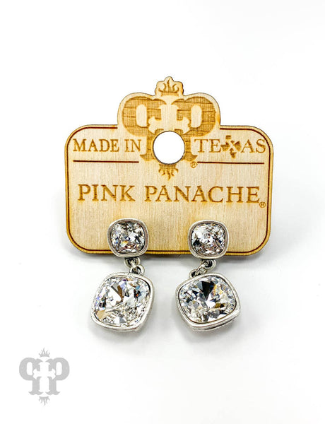 Square Austrian crystal double drop earring