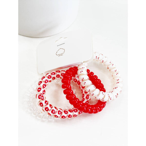 Red Color Theme mixed Spiral Hair Ties