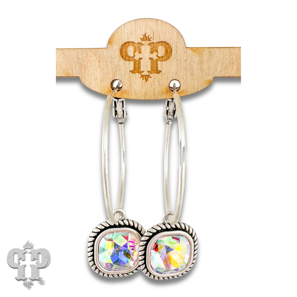 Rope edge crystal earring by Pink Panache