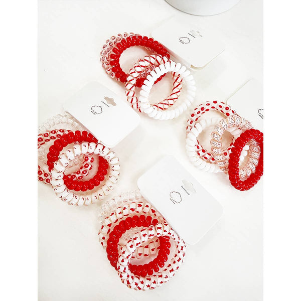 Red Color Theme mixed Spiral Hair Ties