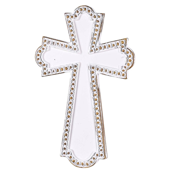 White Wash Resin Wall Cross