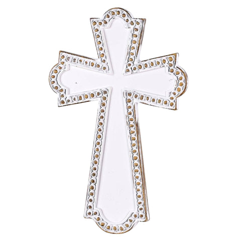 White Wash Resin Wall Cross