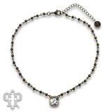 Austrian square crystal linked bead necklace, 12mm