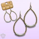 Gold and silver disc teardrop earring, last call