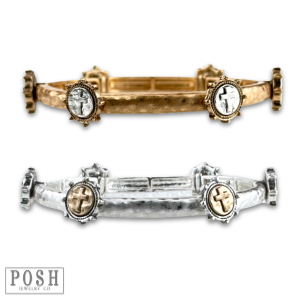 Antique look cross bracelet