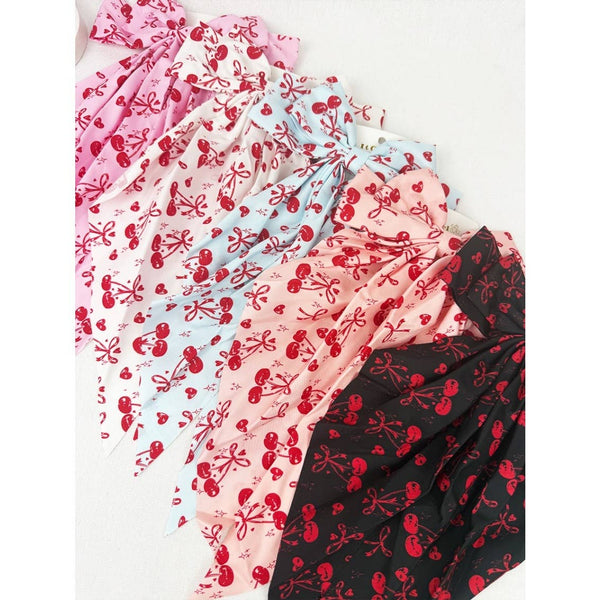 Cherry Bow Print Hair Clips