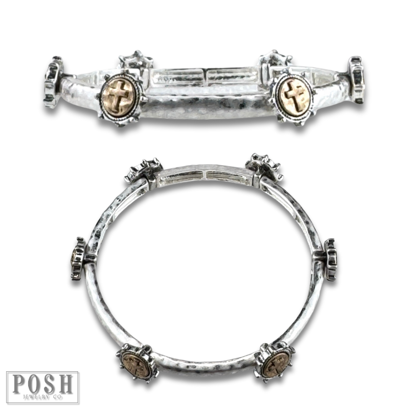 Antique look cross bracelet