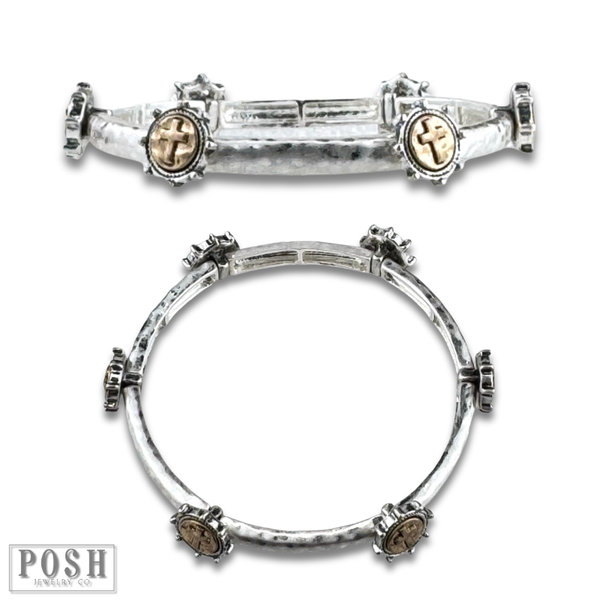 Antique look cross bracelet