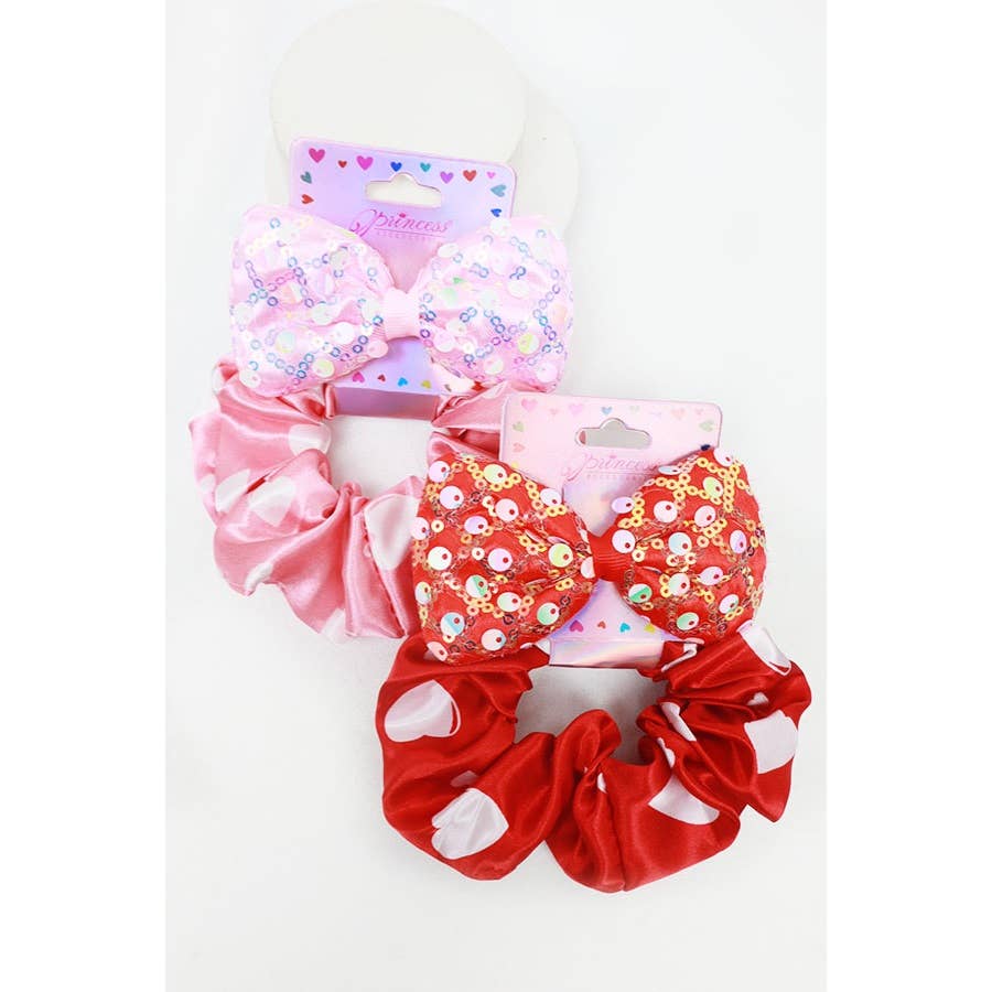 Heart Scrunchie and Sequins Ribbon Hair Clip