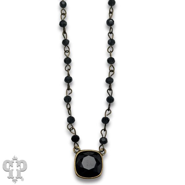 Austrian square crystal linked bead necklace, 12mm