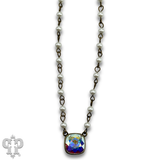 Austrian square crystal linked bead necklace, 12mm