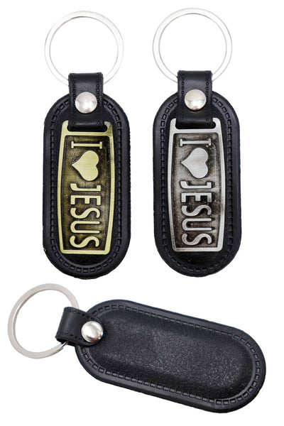 I Love Jesus Metal Plaque Pu Leather Key Chain