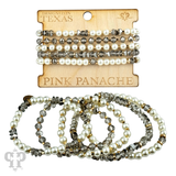 Pearl and faceted bracelet stack