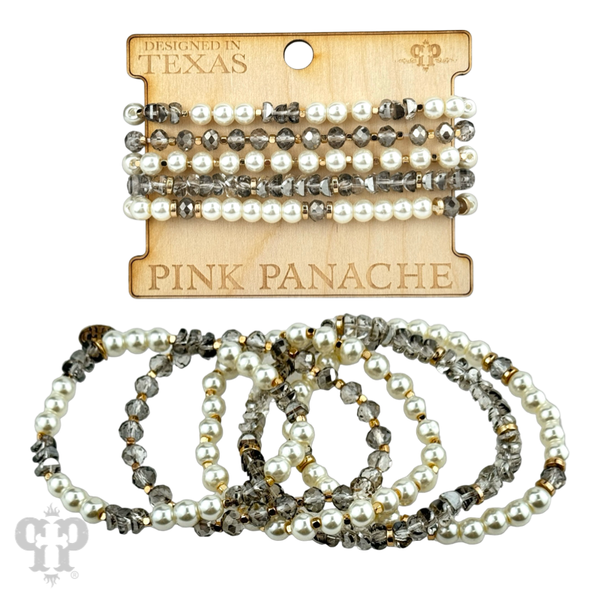 Pearl and faceted bracelet stack