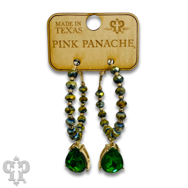 Bead hoop earring with teardrop charm by Pink Panache