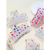 Assorted Heart Printed Hair Claw Clips