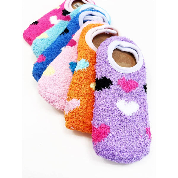 Heart Printed Soft Fuzzy Winter Slip On Socks