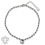 Austrian square crystal linked bead necklace, 12mm