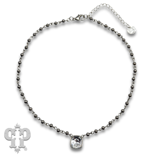 Austrian square crystal linked bead necklace, 12mm
