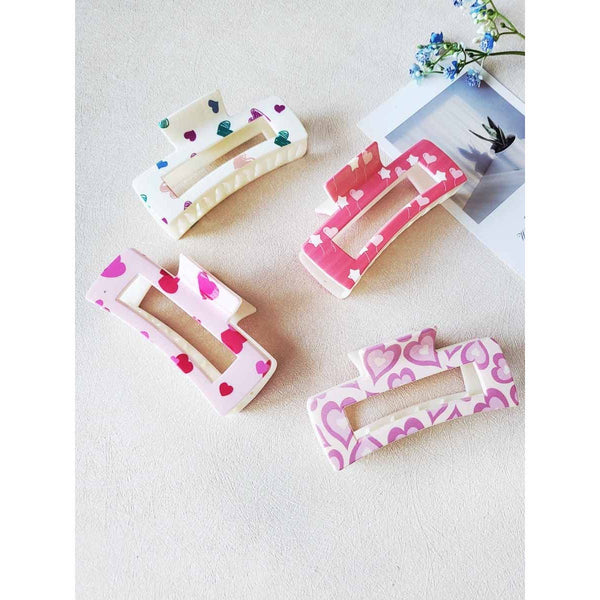 Heart Printed Hair Claw Clips