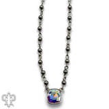 Austrian square crystal linked bead necklace, 12mm