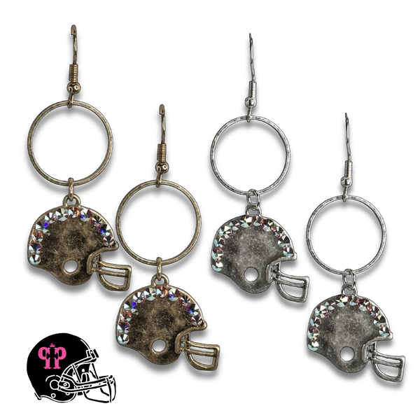 Football helmet Game Day earring with Austrian crystals