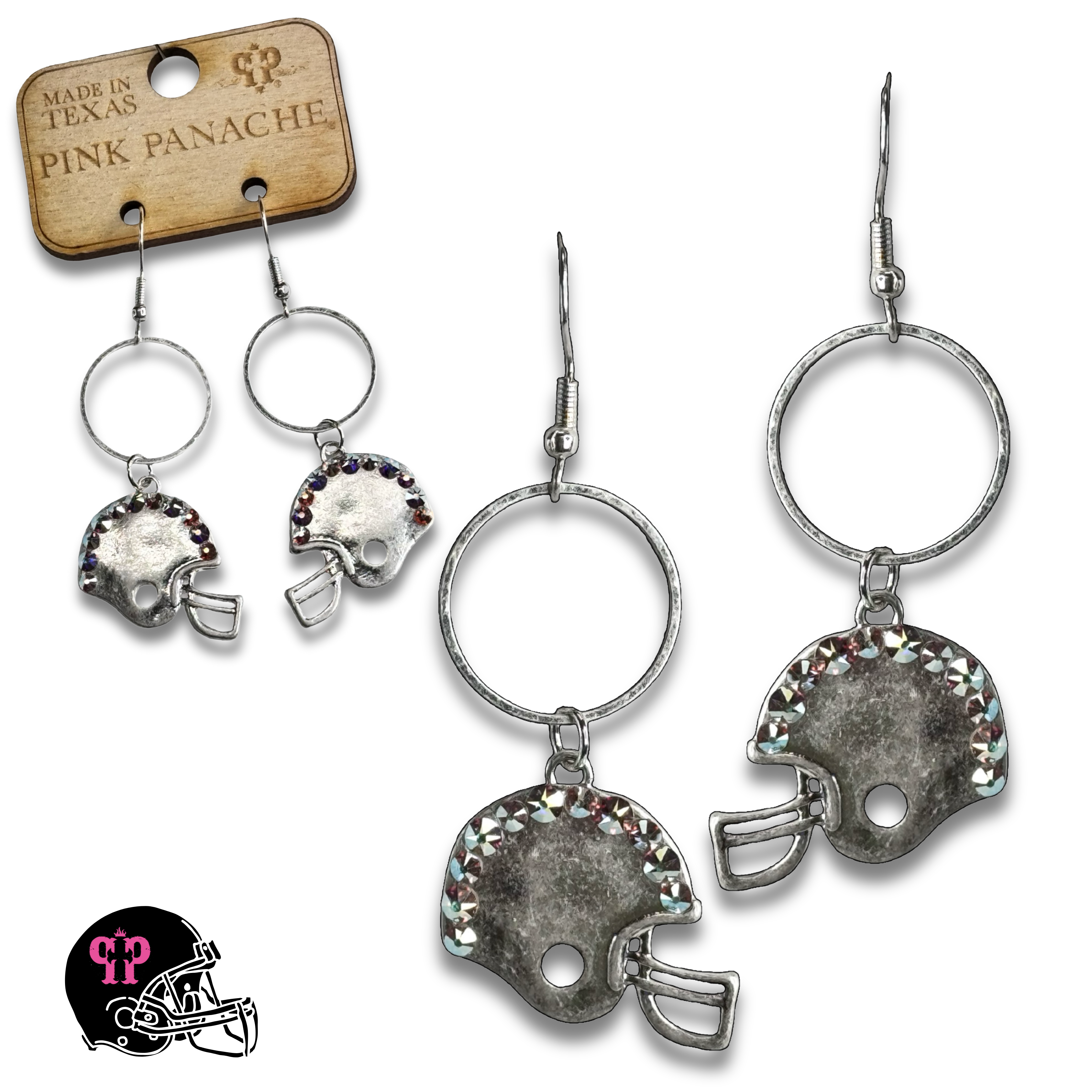Football helmet Game Day earring with Austrian crystals
