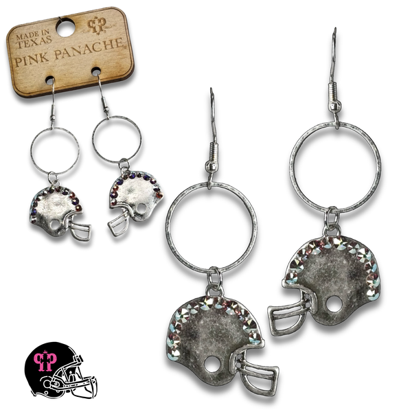 Football helmet Game Day earring with Austrian crystals