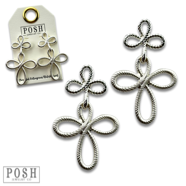 Double cross textured earring