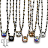 Austrian square crystal linked bead necklace, 12mm
