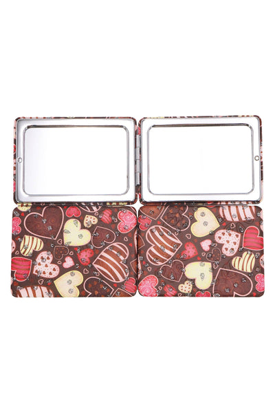 Valentine's Love Print Glitter Compact Mirror