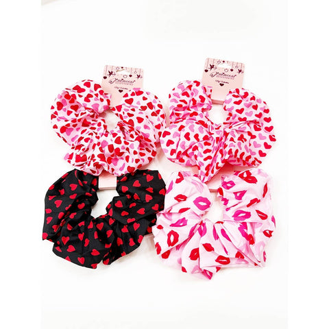 Heart Pattern Jumbo Size Hair Scrunchies