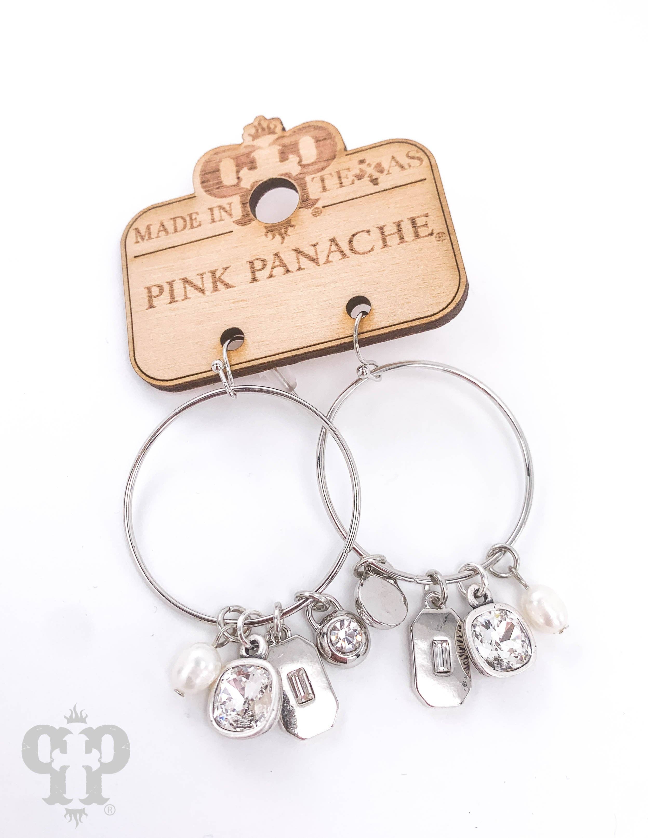 Circle charm earring, Austrian crystal by Pink Panache