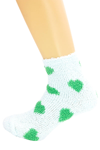 Hearts Fuzzy Fleece Cozy Lounge Quarter Socks