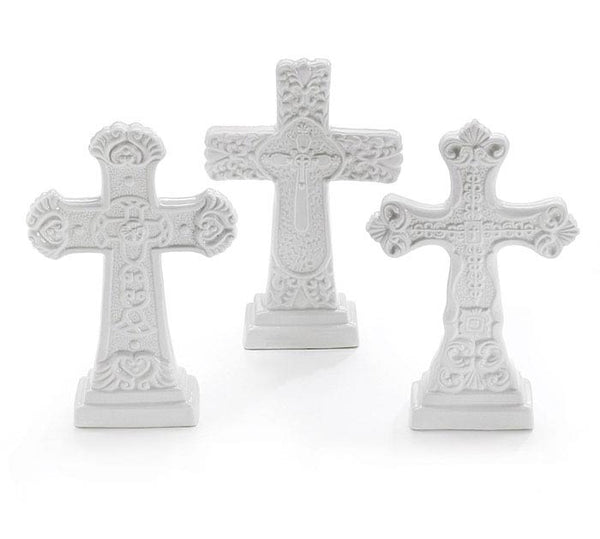 WHITE CERAMIC CROSS SET