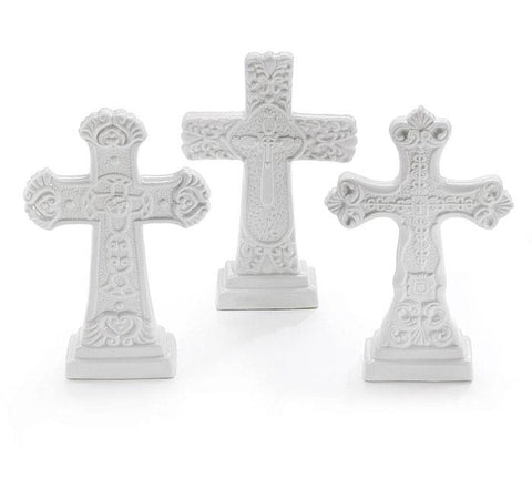 WHITE CERAMIC CROSS SET