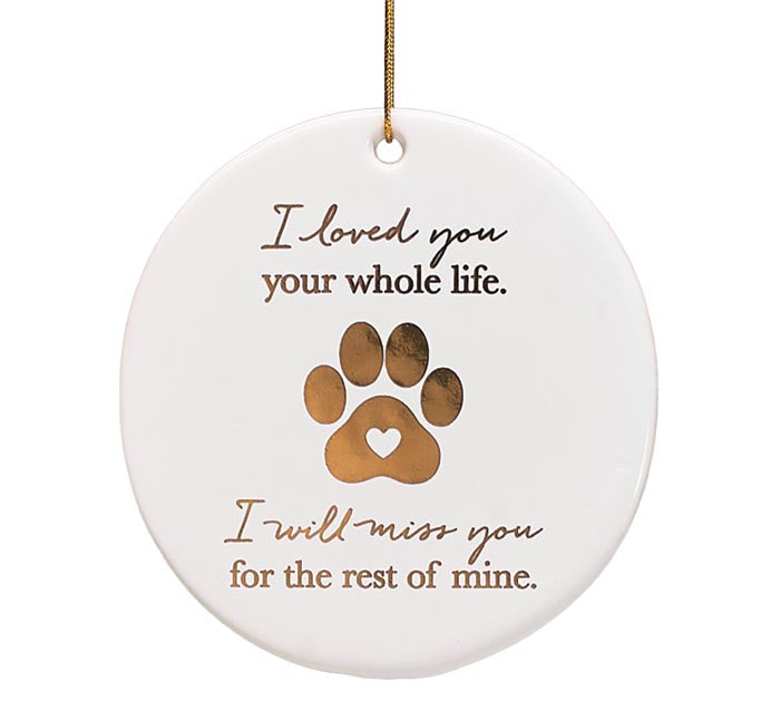 PET PAW IN GOLD WITH MESSAGE ORNAMENT